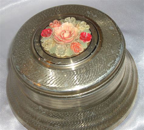 vintage metal powder boxes|antique powder box.